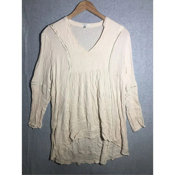 Womens Jodifl Tunic Length Dress Cream Boho Bohemian Beachy Cottage Core - Picture 1 of 4